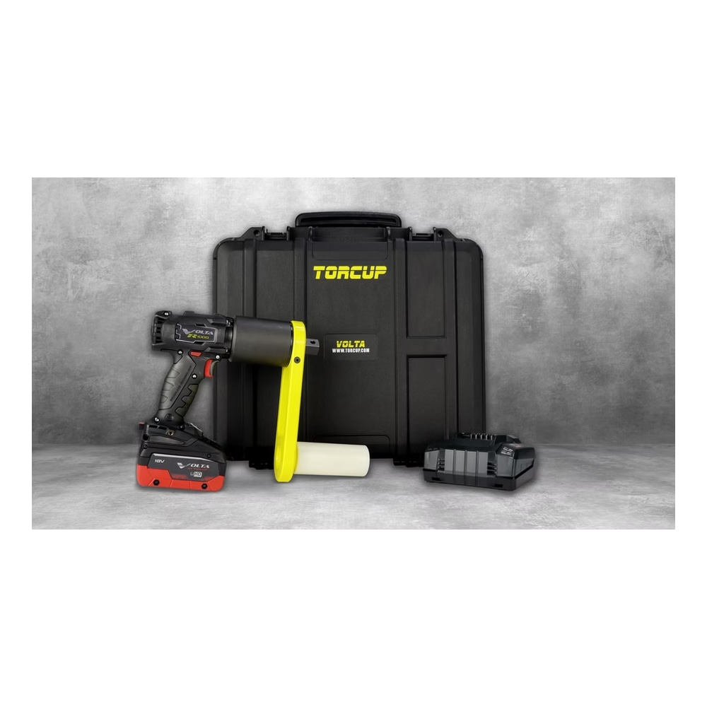 Wrench, hard case and accessory on gray