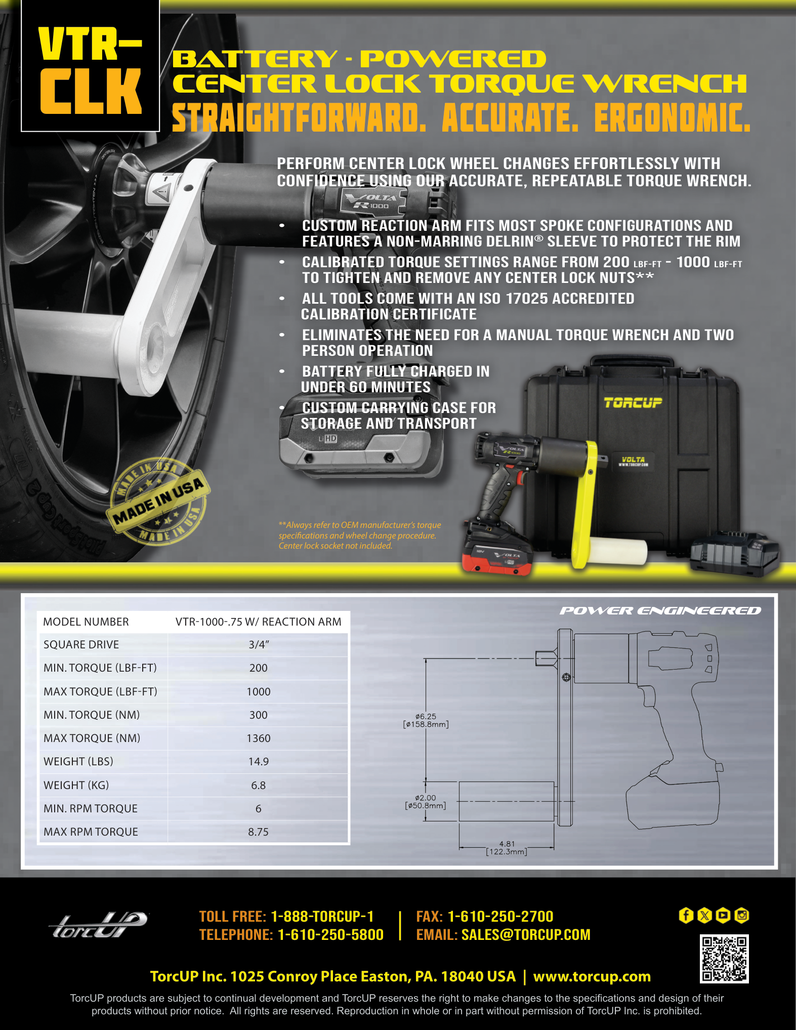 דף מפרט עם טקסט, תרשים ותמונות מוצר - Specification page with text, diagram and product photos