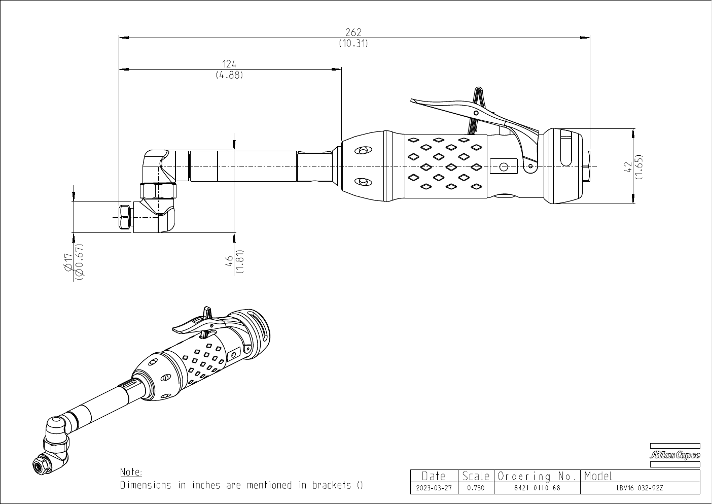 Atlas Copco LBV 360° Head Pneumatic Drill – product detail view